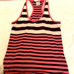 PINK tank top with racer back. Size s. Pink/black and white.